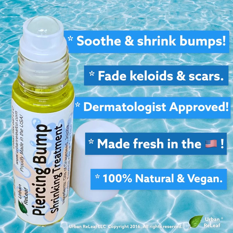 Urban ReLeaf Piercing Bump Shrinking Treatment ! Gentle, Effective Aftercare. Easy Roller-Ball Applicator. 100% Natural with Essential Oils. Help Scars, Nodules, Cartilage, Nose, Ear Spots