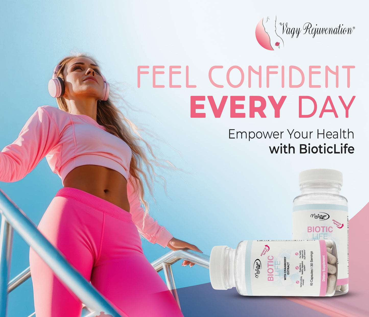 Vagy Rejuvenation BioticLife Probiotic for Women – Probiotics for Vaginal, Digestive & Urinary Health – Supplement with Prebiotics & Cranberry Extract – 60 Capsules