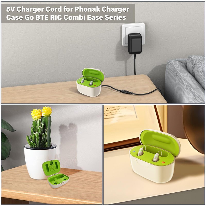 HIENADTOR 5V Hearing Aids Charger Compatible with Phonak Case Go Power Cord AC Adapter for Phonak Hearing Aid Dock Case BTE RIC Combi Ease Life Slim PartnerMic Audeo P90R L90R P90 B90 L90 R 0459