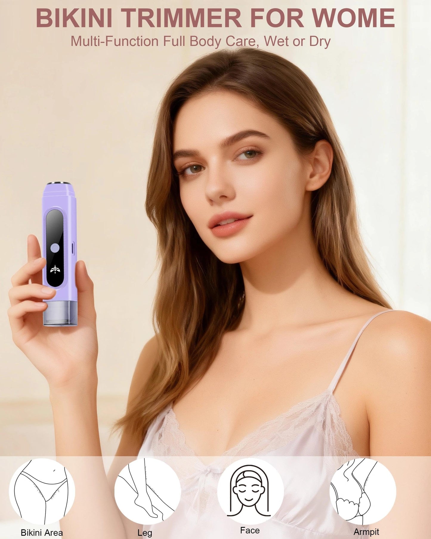 Bikini Trimmer for Women, 2-in-1 Bikini Line & Pubic Hair Trimmer Women, Wet & Dry Electric Razor, Close & Gentle Shaving for Bikini Area, USB Rechargeable
