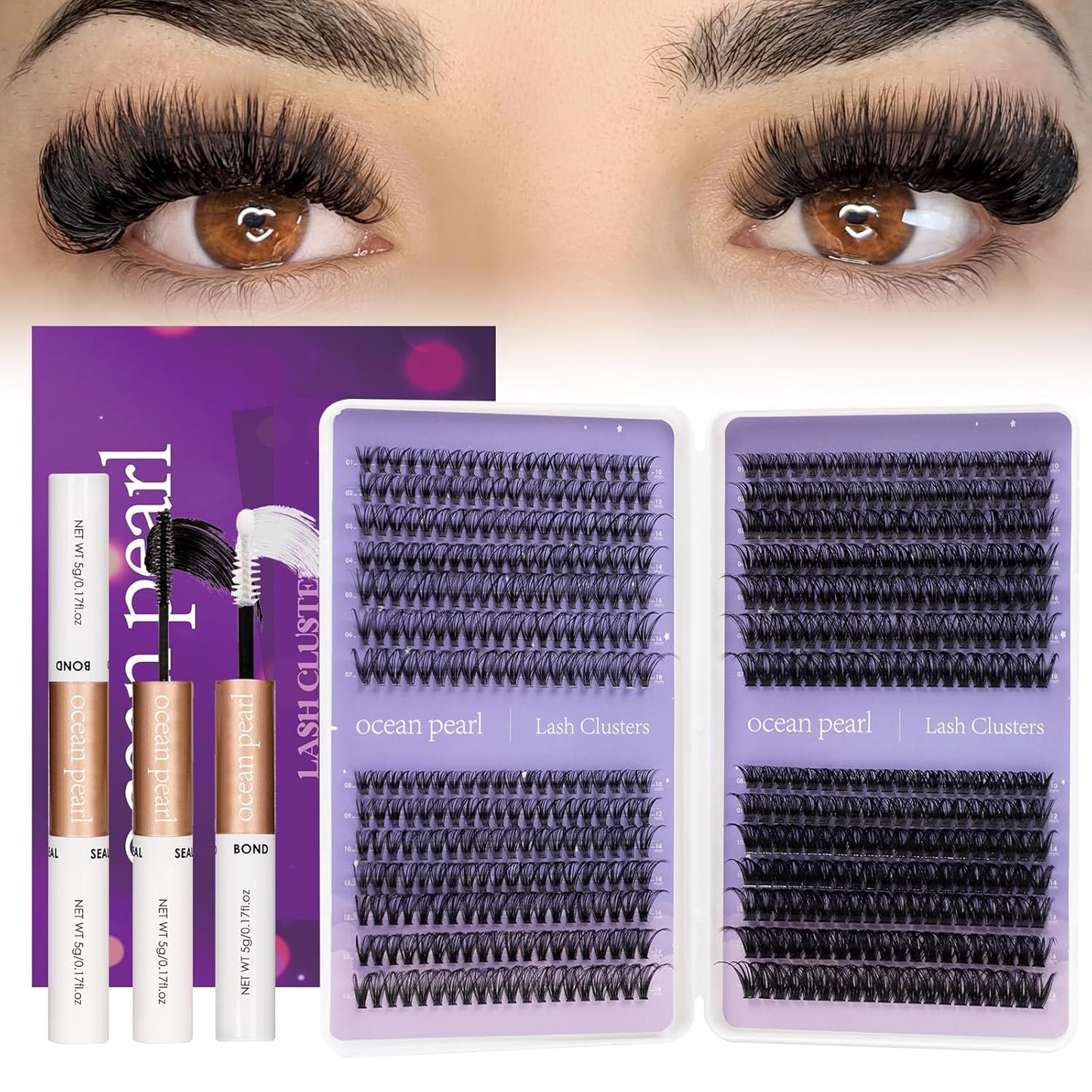 Lash Clusters Kit - 560 Pcs 30D/40D/60D/80D Thick Volume Eyelash Extensions | Individual Lashes 10-18mm with Bond & Seal