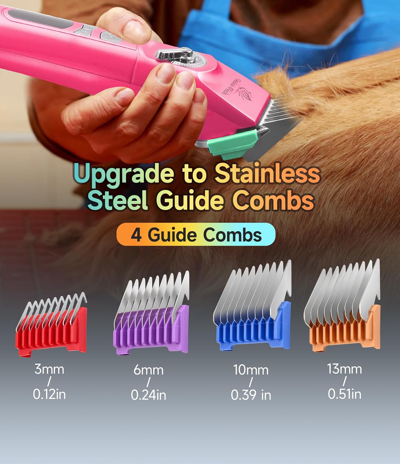 Cordless Dog Grooming Clippers - 12-Hour Runtime, 3-Speed Quiet Electric Trimmer for Thick & Curly Coats | Pink