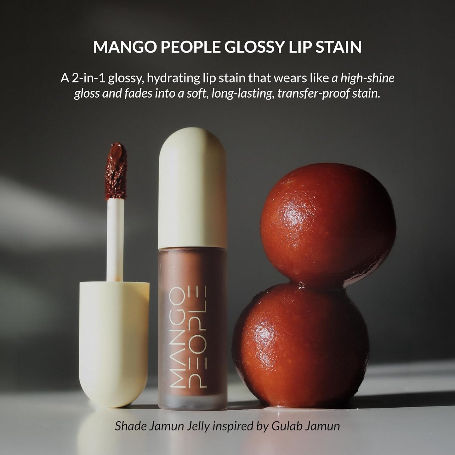 Hydrating Glossy Fruit Lip Stain - 2-in-1 Tint & Oil Stain | Lightweight Makeup for Smooth, Nourished Lips - Jamun Jelly