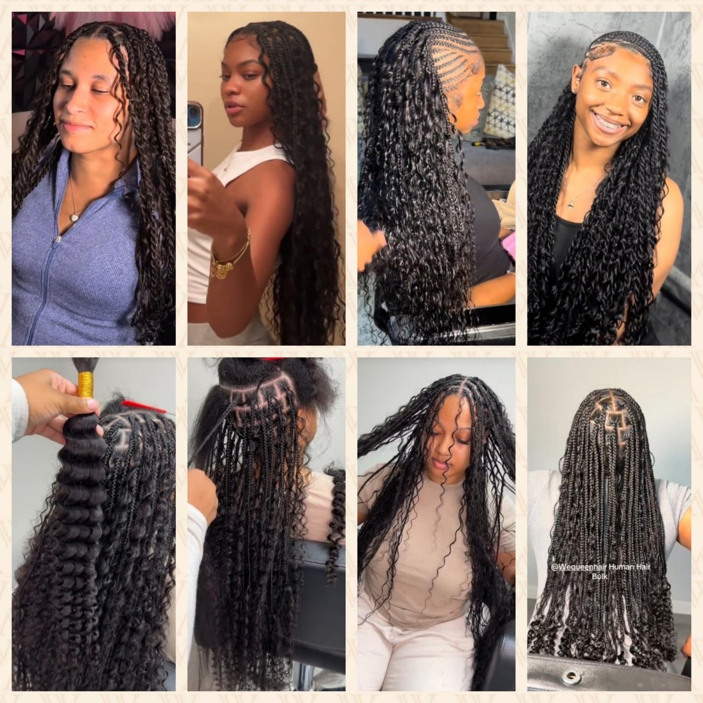 Wequeen 16A Human Braiding Hair Deep Wave 50g 24 Inch 1 Bundles/Pack 100% Unprocessed Brazilian Virgin Hair No Weft Bulk Human Hair for Braiding Curly Hair Extensions for Boho Braids,Natural Black