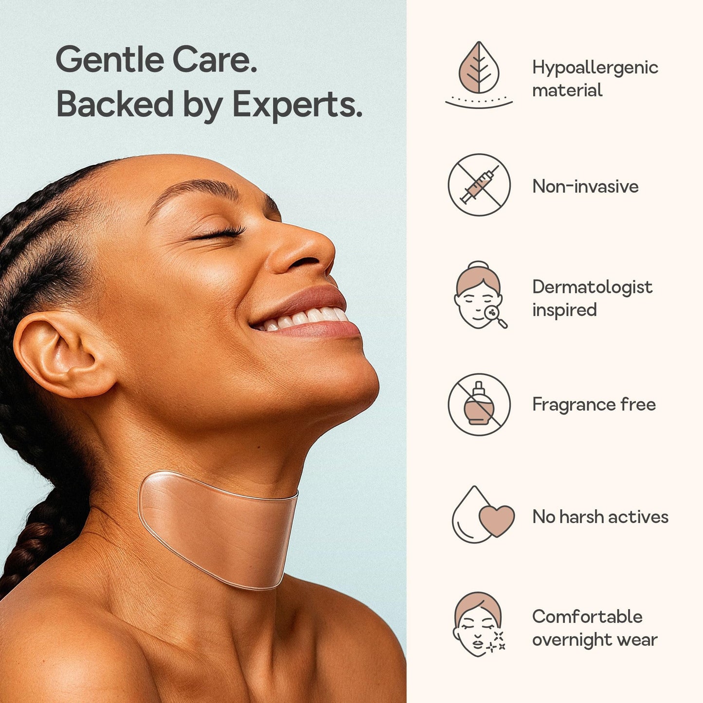 Bare Intent Reusable Silicone Anti-Wrinkle Patch for Neck | Hypoallergenic, Moisturizing & Smoothing Silicone Wrinkle Patch for Creases, Crepey Skin & Neck Lines | Contour-Fit | 1 pack | Up to 20 Uses
