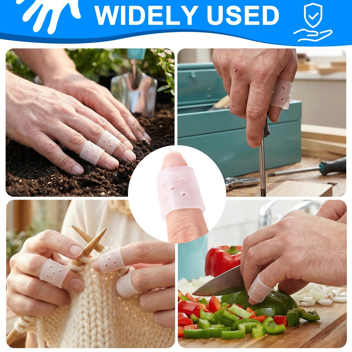 PAGOW 12pcs Finger Covers for Skin Picking, Reusable Silicone Stop Nail Biting Finger Guard, Breathable Anti Skin Picking Finger Gloves for Nail Biting Prevention, Cuticle Protection, Cracked - Clear