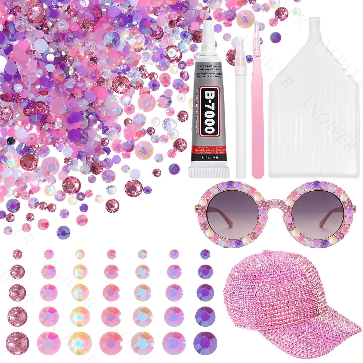 Mixed Light Color Resin Flatback Rhinestones - 16,000 Pcs for Crafting & DIY Projects | 2-6mm Gems for Makeup & Tumblers