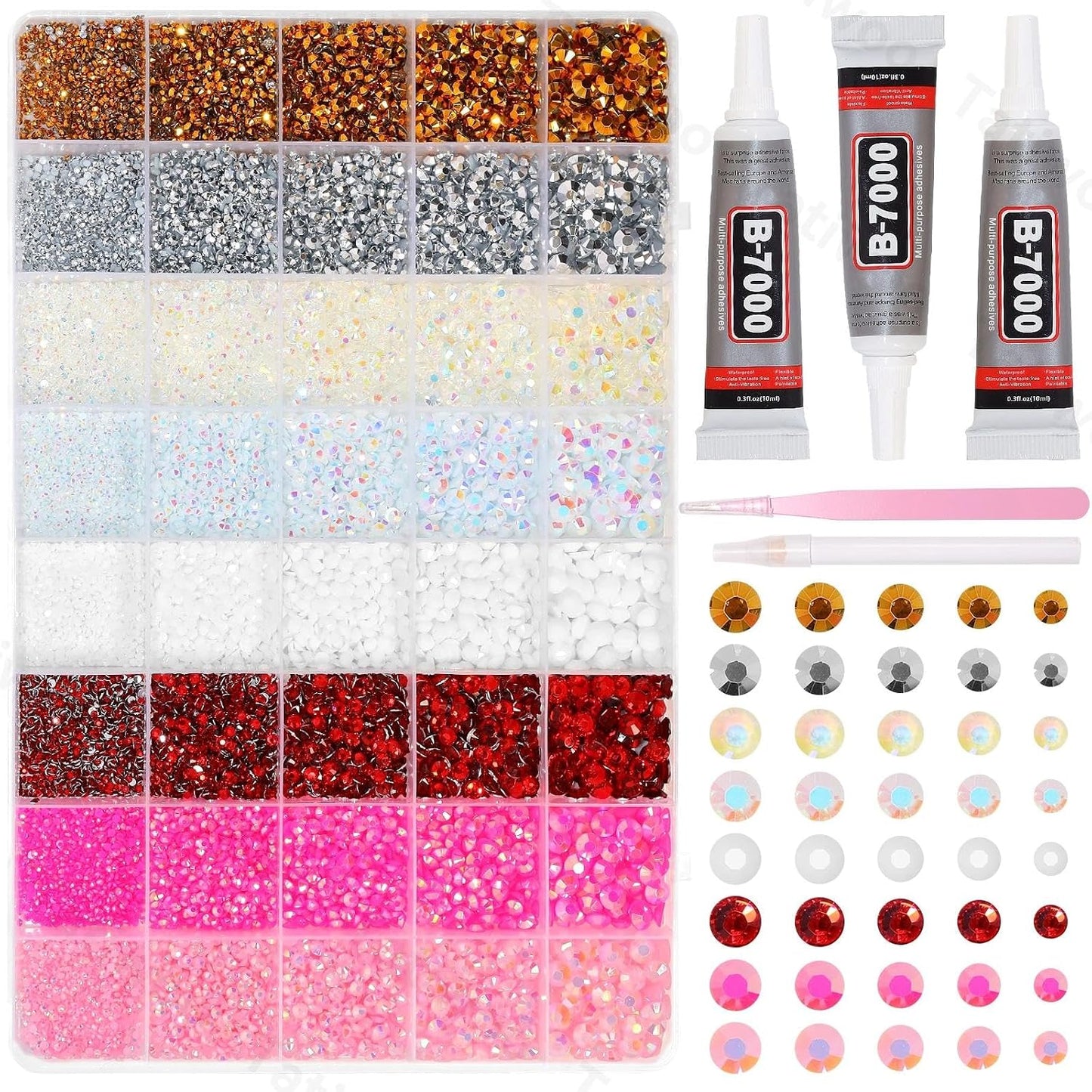 32000 Pcs Rhinestones Bedazzling Kit - 3mm Color Resin Gems for Crafts | DIY Clothing, Shoes & Makeup