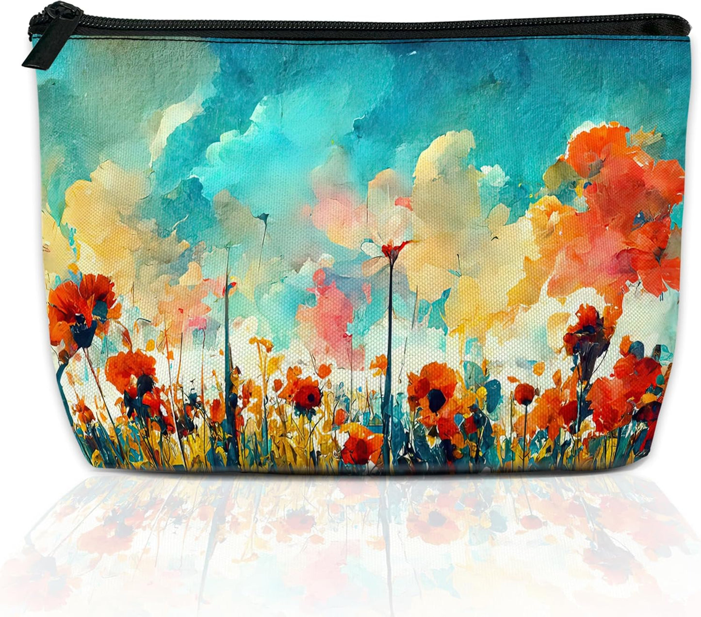 Cosmetic Bag - Mushroom Print Makeup Organizer for Women | Water-Resistant Travel Pouch 9.5x5.9 Inch