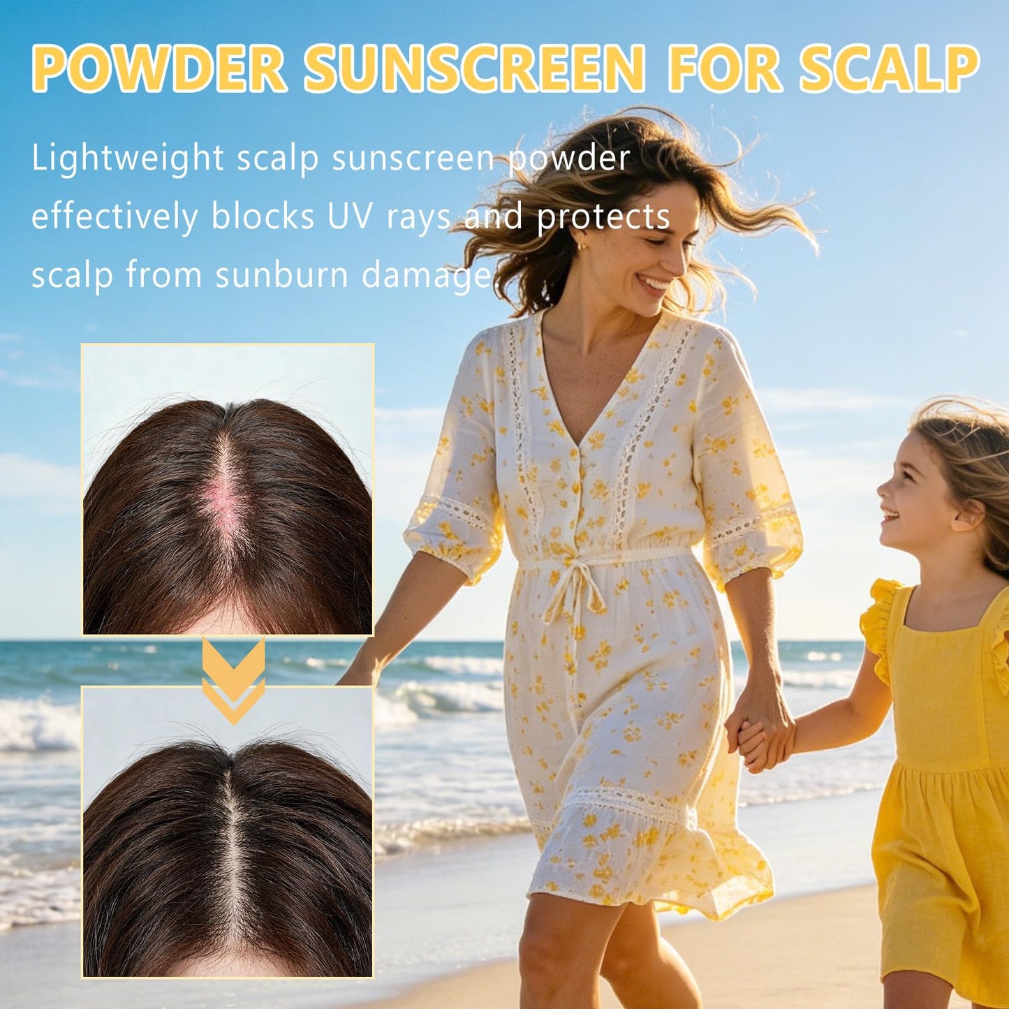 Mineral Sunscreen Setting Powder, SPF 50 Powder Sunscreen for Face & Scalp, Brush on Oil Control Hair Sunscreen Powder, Natural Matte Finish, Lasting Lightweight Breathable (Translucent)
