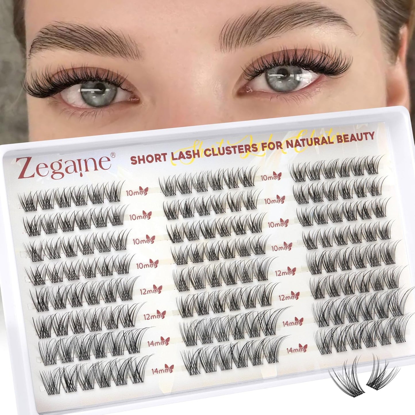 Natural Eyelash Clusters - 10-12-14MM Wispy Extensions | Clear Band, 144 Pcs for No Makeup Look