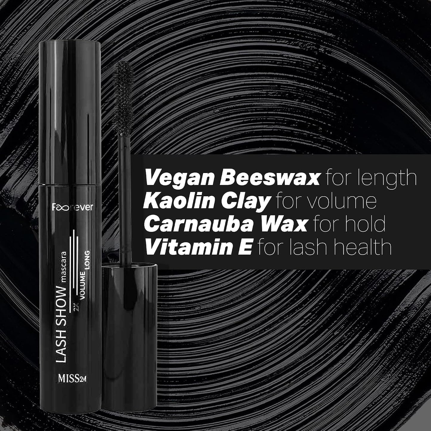 Washable Mascara for 2X Volume & Length - Wide-Eyed Fan Effect, Hourglass Brush | 0.34 Fl Oz
