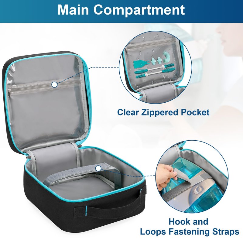 YARWO Nose Cleaner Travel Case Compatible with Navage Nasal Irrigation System, Portable Neti Pot Safety Storage Bag with Waterproof Lining for Nasal Care Kit, SaltPods and Sinus Rinse Device, Bag Only