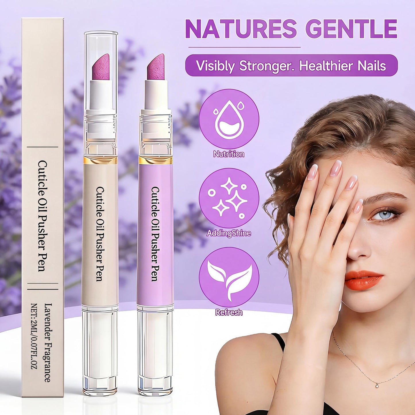2 Pcs 2-in-1 Cuticle Oil Pusher Pen - 2026 New Ceramic Cuticle Pen,No Leak Travel Size Cuticle Pusher Pen With Oil,Moisturizing And Brightening Instant Keratin Removal Tool For Dry Damaged Nails