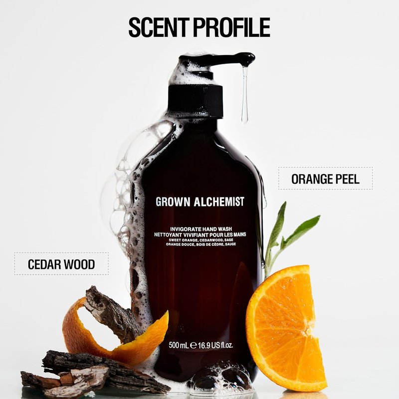 Grown Alchemist Invigorate Hand Wash - Aloe & Sweet Orange Liquid Soap | 300mL Moisturizing Gel Cleanser