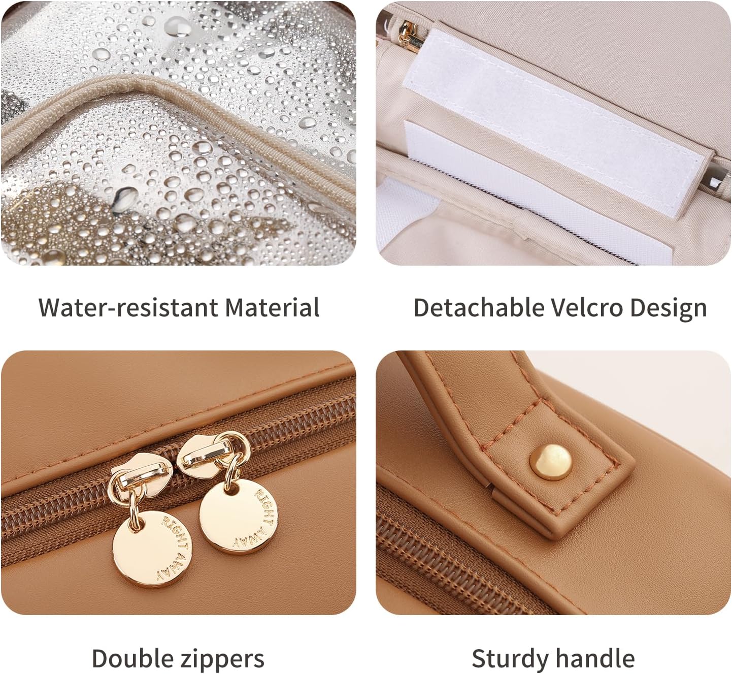 Travel Toiletry Bag for Women - Waterproof Makeup Organizer with Compartments | Portable Cosmetic Case in Brown