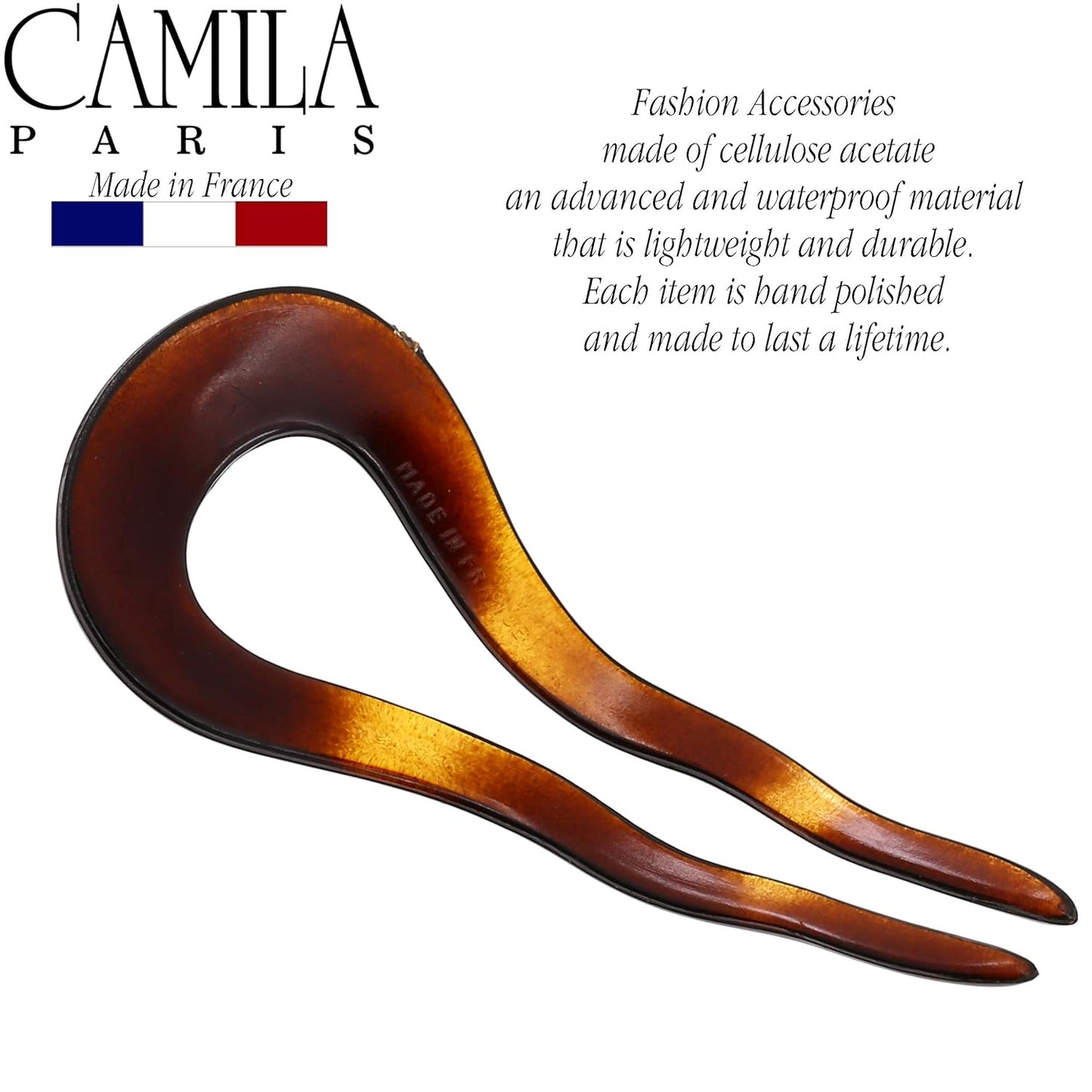 French Twist Hair Clip - Tortoise Shell U-Shaped Pin for Wavy Hair | Flexible Styling Accessory for Updos