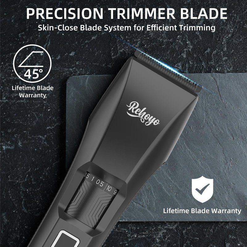 REHOYO Beard Trimmer for Men Adjustable: Professional Cordless Trimmer with 20-Length Dial – Waterproof Hair Clippers w/Stainless Steel Blades for Beard, Mustache & Face Grooming, Black