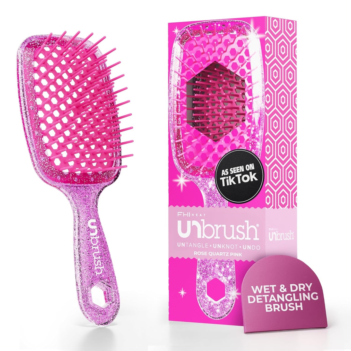 FHI Heat Detangling Brush - Pain-Free Brushing for Wet & Dry Hair | Durable DuoFlex Bristles, Lightweight, Cherry Blossom