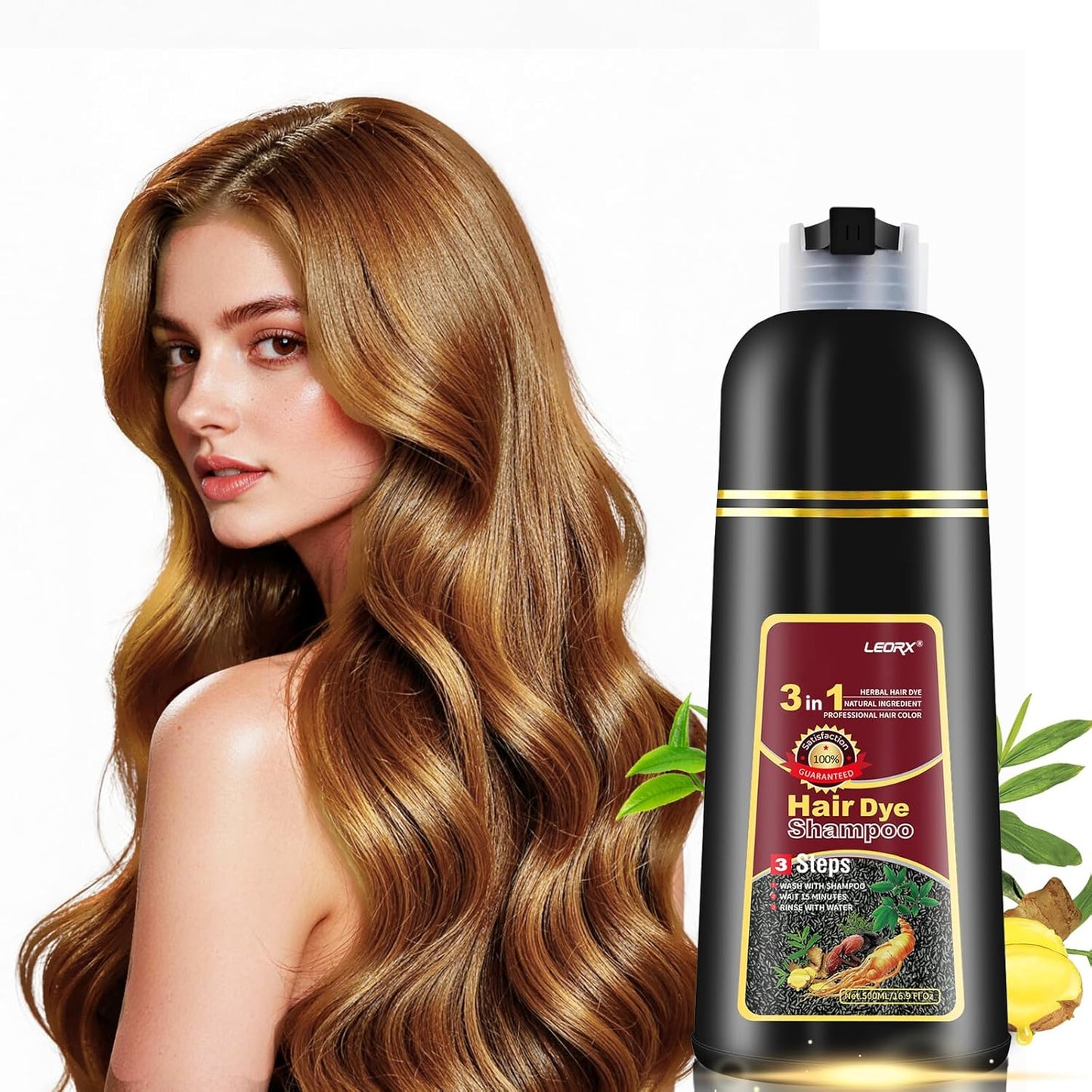 Chestnut Brown Hair Dye Shampoo | 3-in-1 Instant Herbal Color for Men & Women - Easy At-Home Application