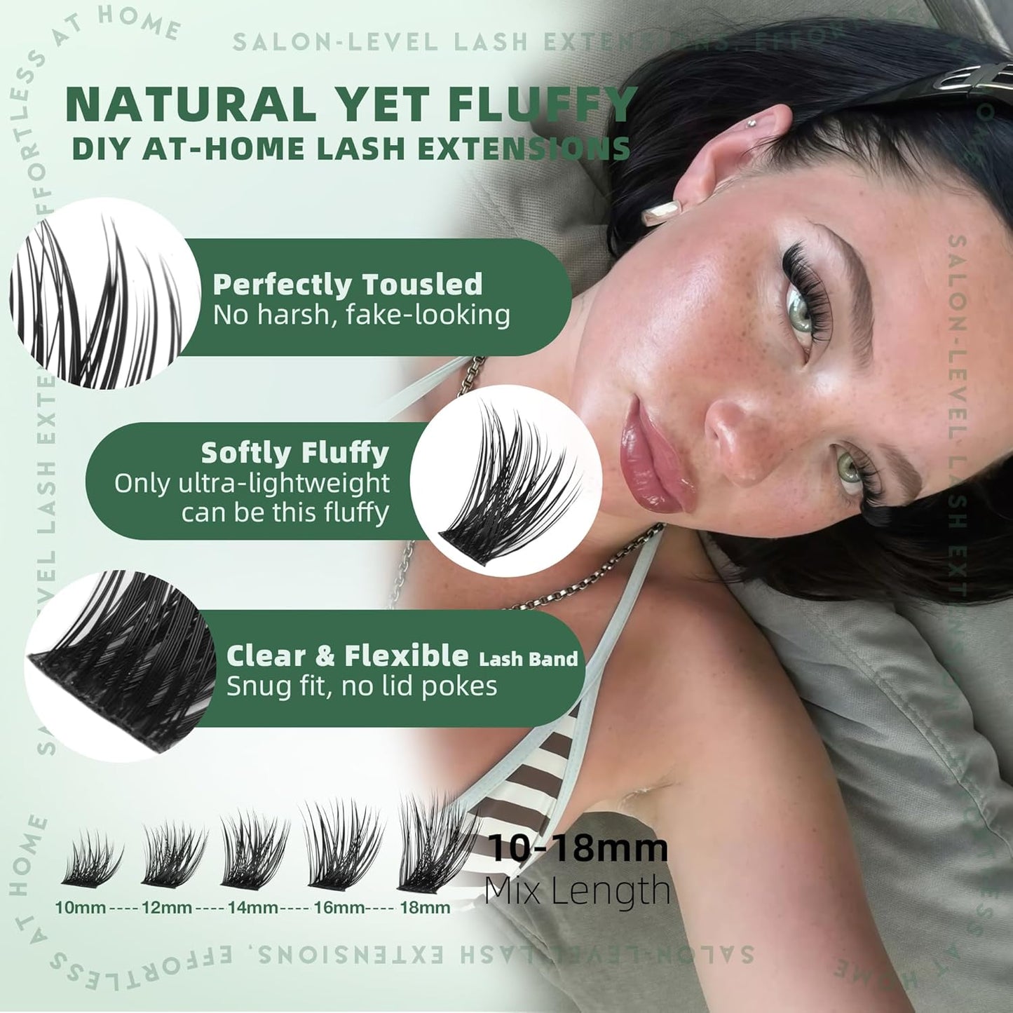 Eyelash Clusters Kit - D Curl Volume Extensions with Waterproof Bond | Fluffy Lashes 10-18mm