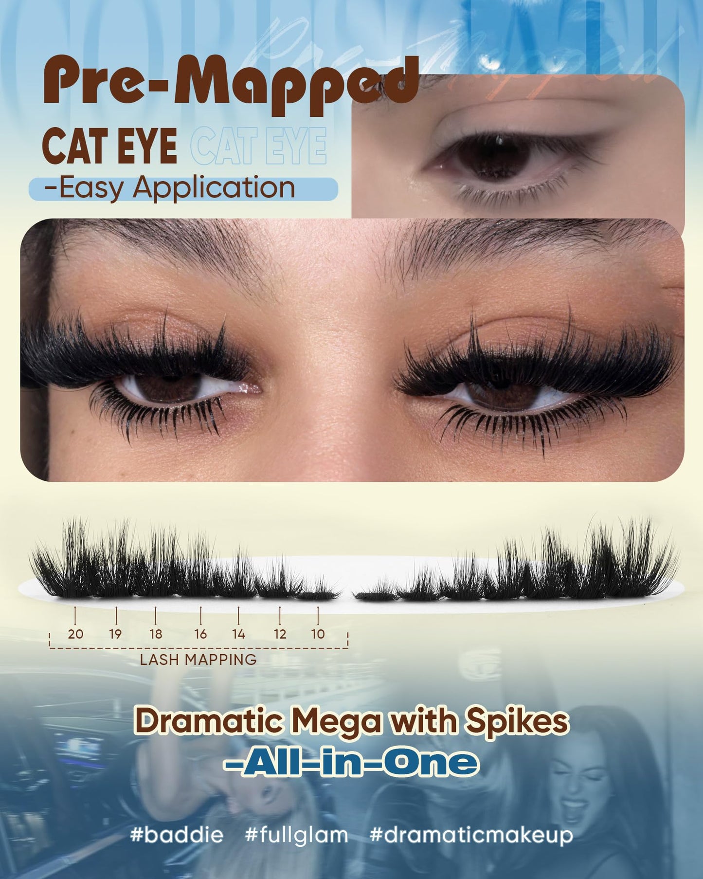 CORUSCATE Lash Clusters Spikes Eyelash Clusters Mink Volume Cat Eye Lashes