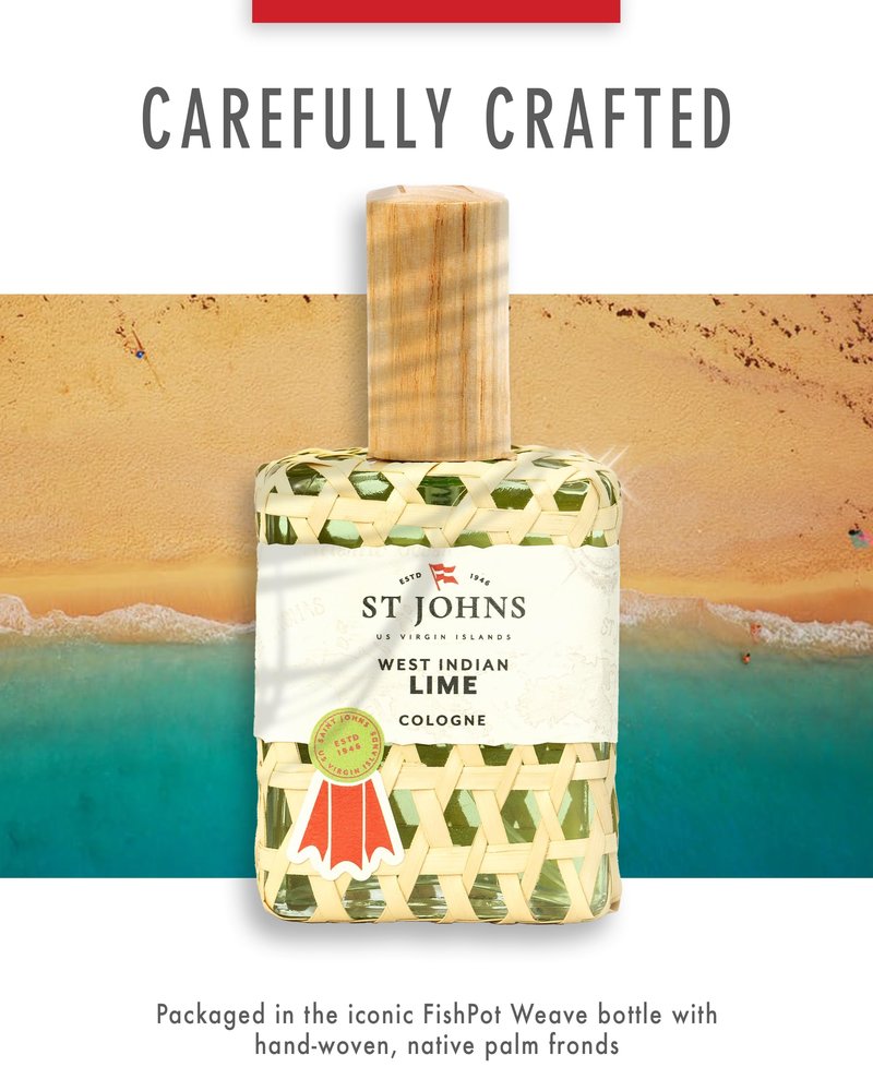 West Indian Lime Cologne for Men. 4 Oz Spray Cologne Fresh Lime in Signature Bottle. St Johns Fragrance Company