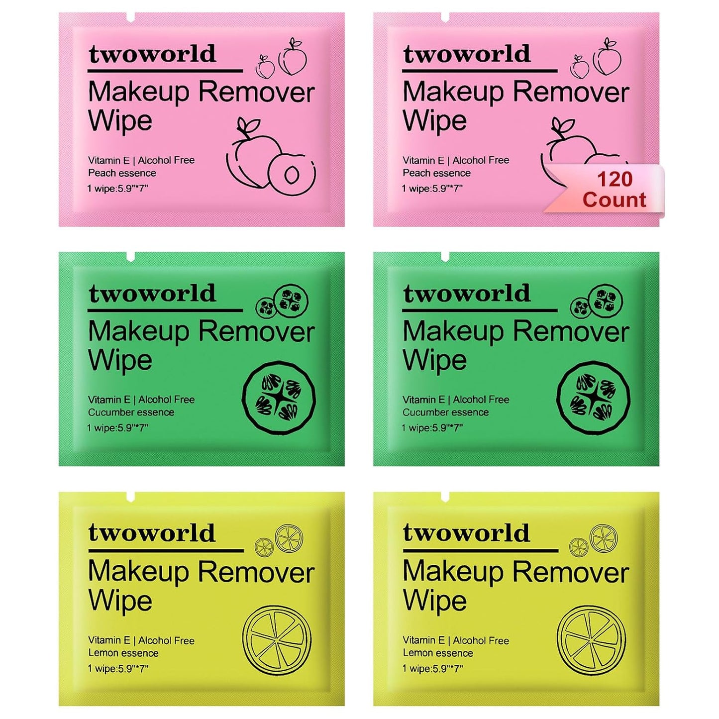 Makeup Remover Wipes - Gentle Travel Cleansing Wipes for Face | Individually Wrapped, Cucumber Scent, Pack of 50