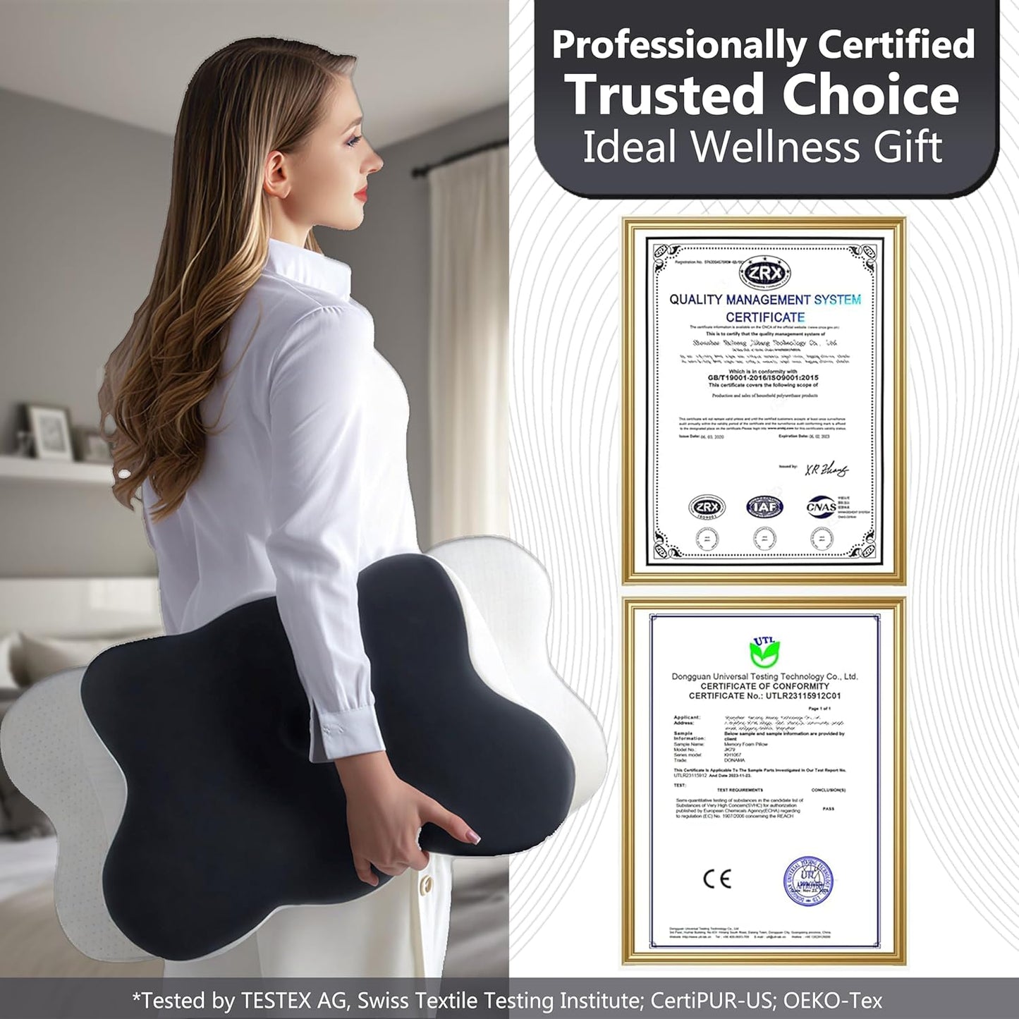 Cervical Neck Pillow for Pain Relief - Ergonomic Contour Pillow for Side & Stomach Sleepers | Includes Pillowcase