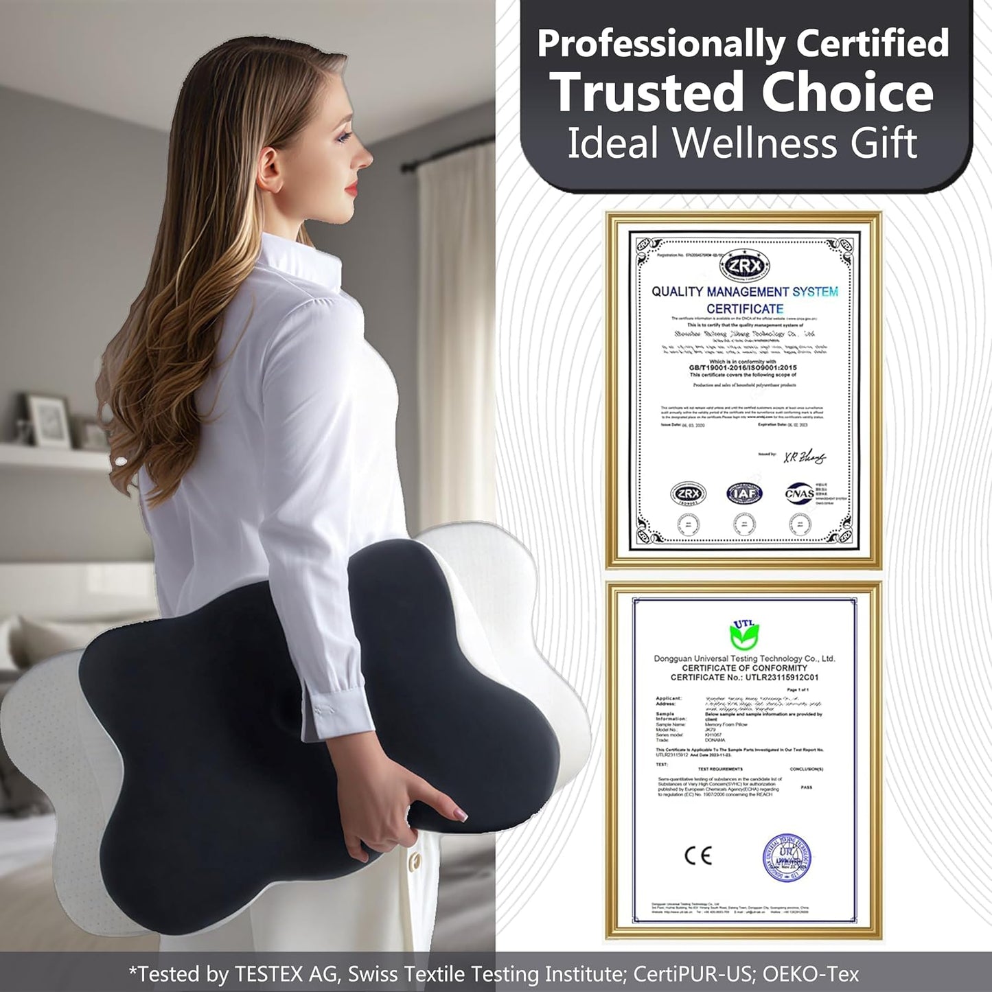 Cervical Neck Pillow for Pain Relief - Ergonomic Contour Design for Side & Stomach Sleepers | Includes Pillowcase