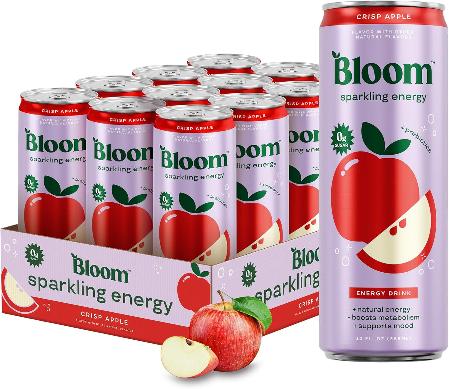 Sparkling Energy Drink Variety Pack - Natural Caffeine, Zero Sugar, 180mg - Antioxidant-Rich, Prebiotics | 12oz, 12 Pack
