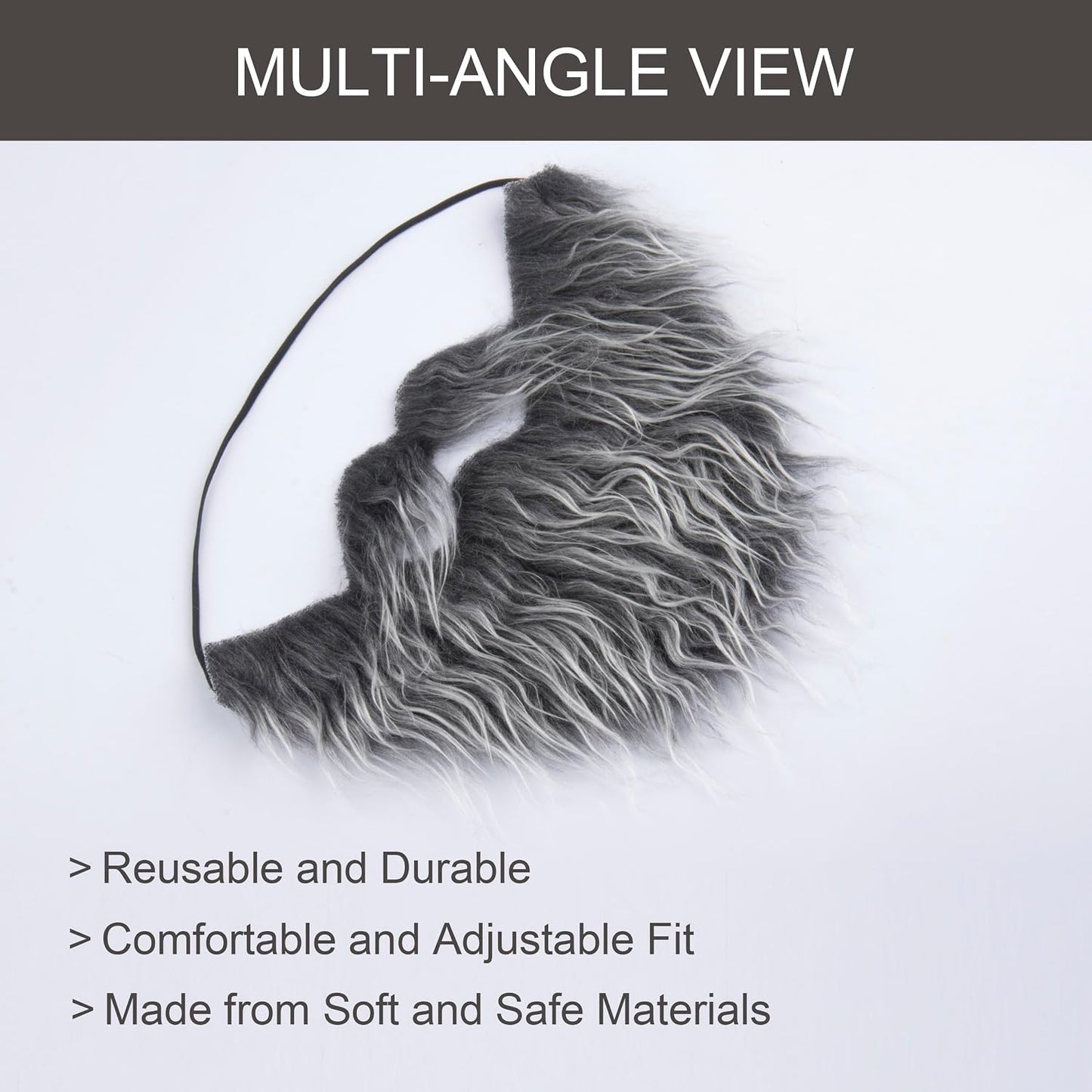 Fake Beard and Mustache for Men - Elastic Band Cosplay Facial Hair | Halloween Costume Accessory