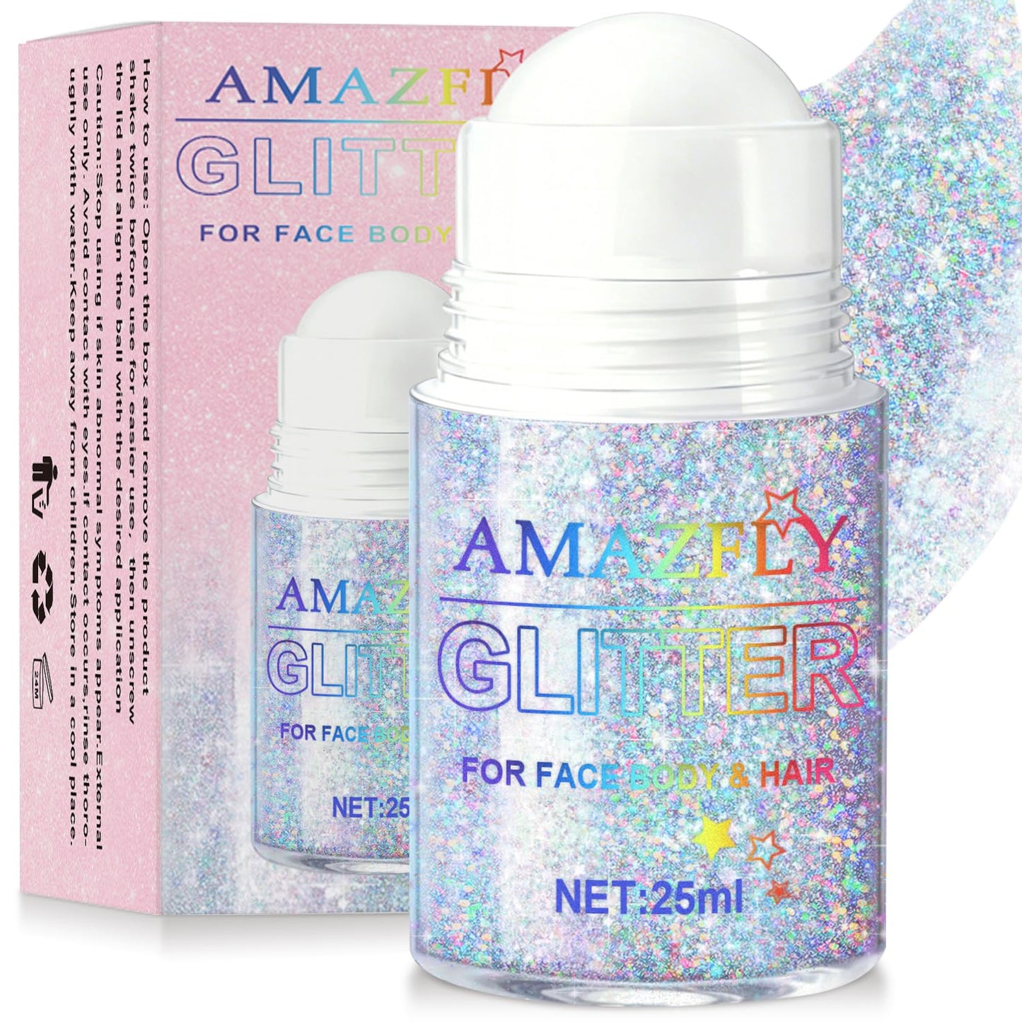Roll-on Holographic Body Glitter Gel for Face and Hair, Chameleon Color Changing Glitter Gel Under Light, Chunky Mermaid Sequins Shimmer Makeup for Halloween Party Rave Accessories (Glint-Rainbow)