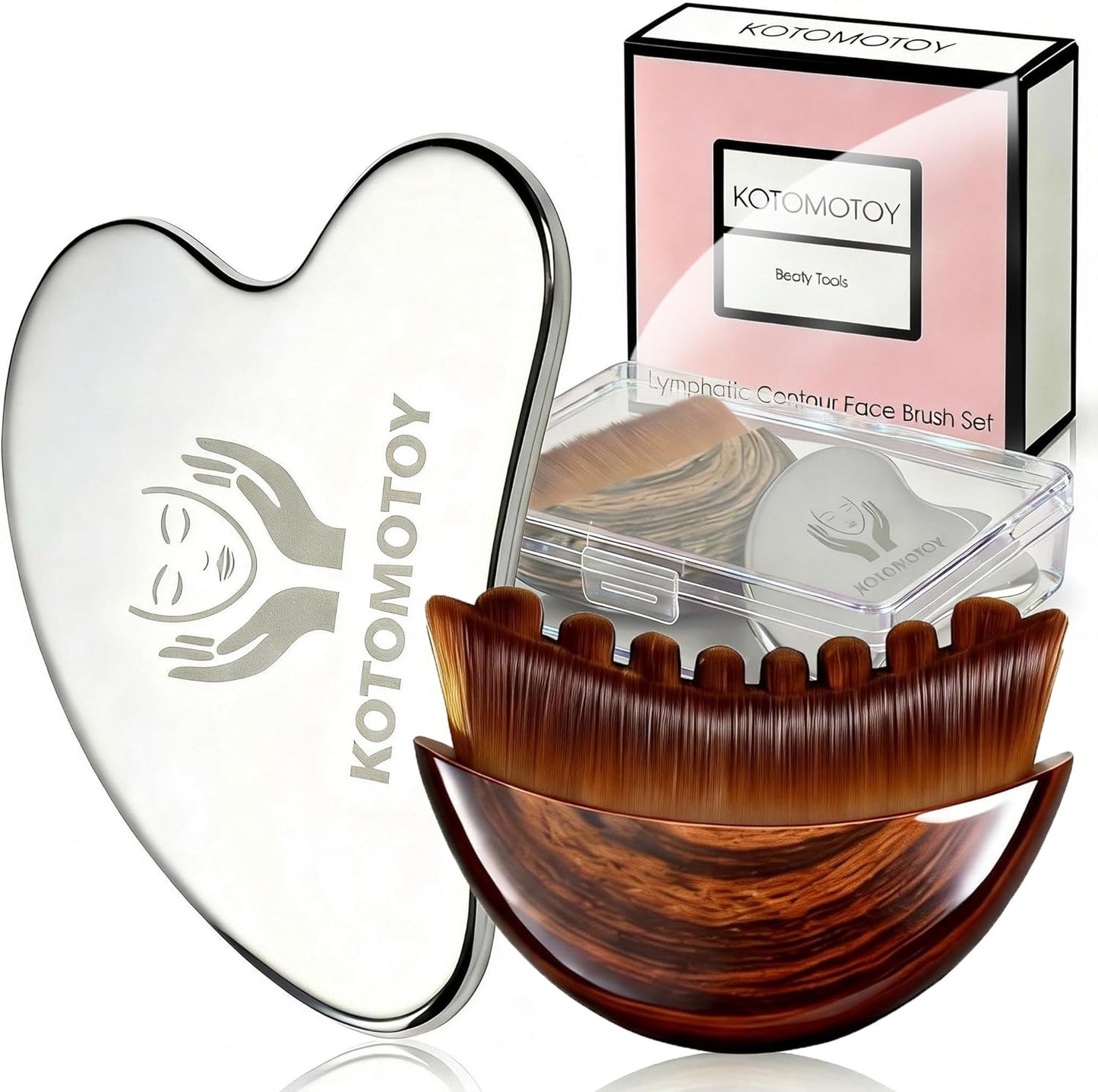 Lymphatic Contour Face Brush - Gua Sha Facial Tool for Anti-Puffiness & Detox | Skin Care Massager for Glowing Skin