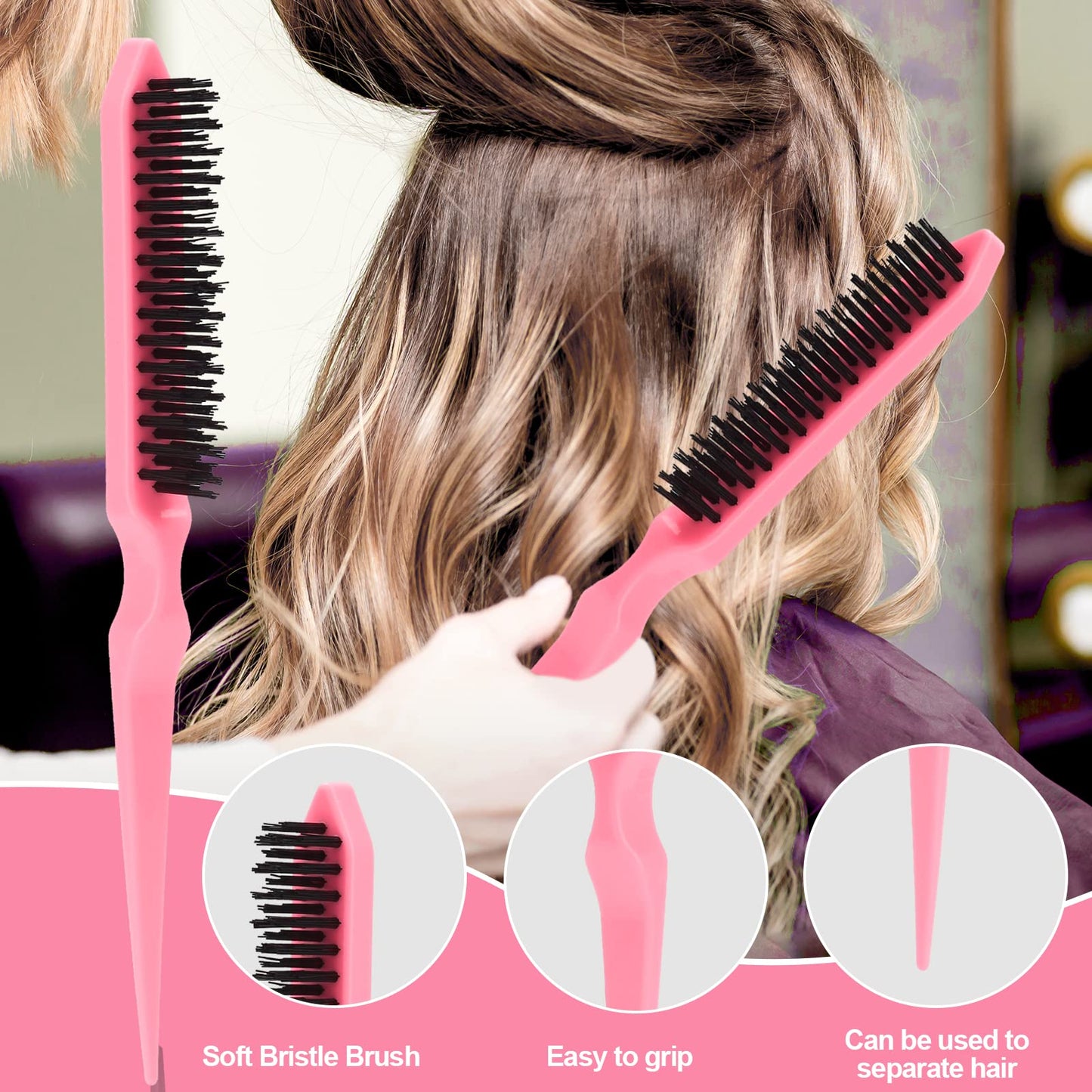SWEET VIEW Crochet Needles for Hair With Edge Brush, Bristle Brush, Rat Tail Comb, Gator Clips, Latch Hook for Hair