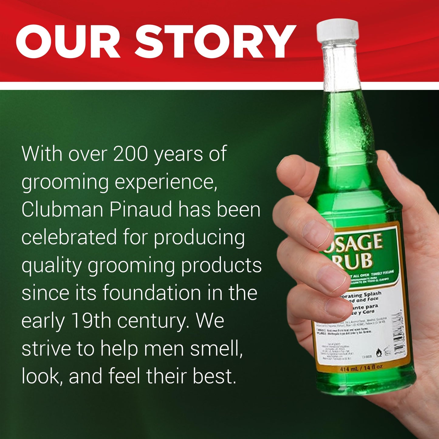 Clubman Jeris Osage Rub Professional Size - 14 fl oz Hair Tonic for Men, Refreshing and Invigorating Experience, Perfect for Men's Grooming Needs