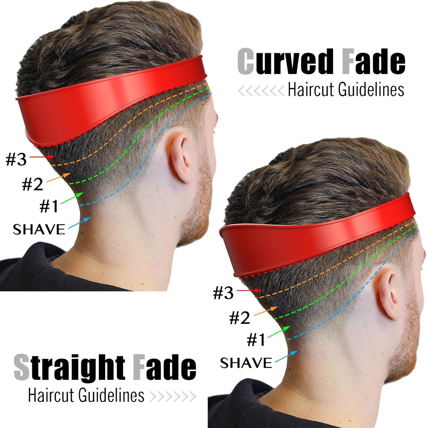 AOMGD Neckline Shaving Template - Adjustable Hair Trimming Guide for DIY Haircuts | Portable Red Tool