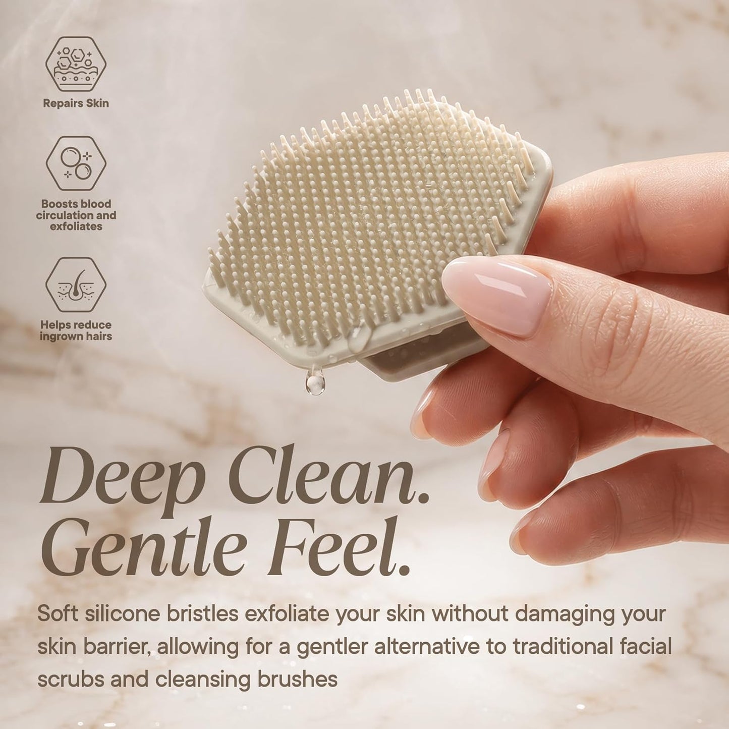 Premium Silicone Face Scrubber - Gentle Exfoliating Brush for Men & Women | Deep Pore Cleansing, Quick-Drying - Sand