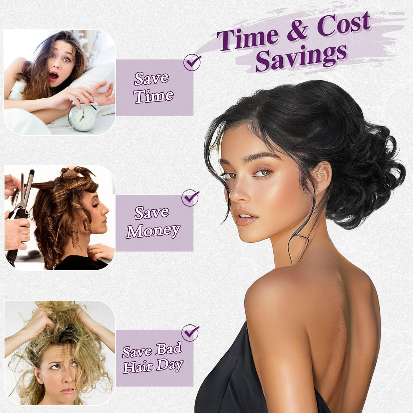 Dark Brown Ponytail Extension - 10 Inch Wavy Drawstring Hairpiece for Women | Synthetic Clip-In Ponytail