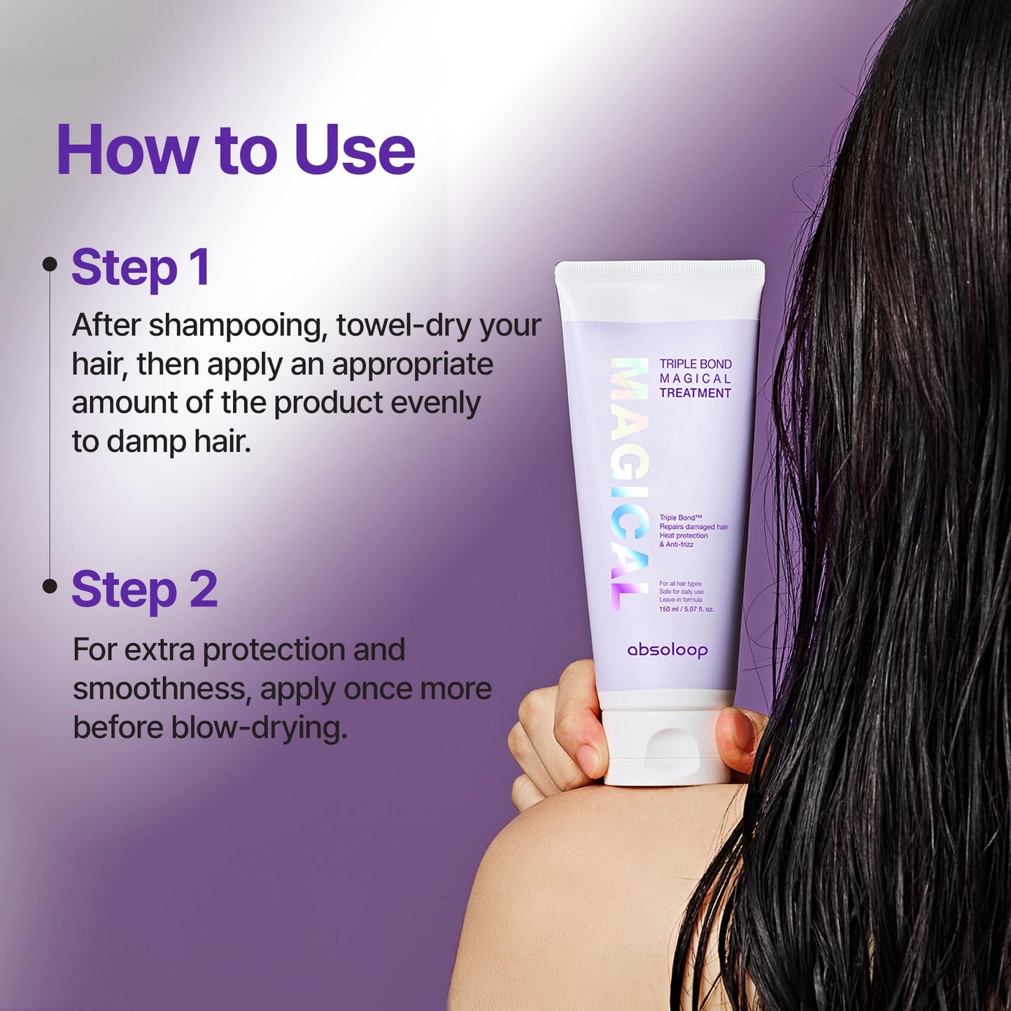 ABSOLOOP Triple Bond Magical Leave-In Treatment – No-Rinse Clinic-Level Hair Repair with Peptides, Amino Acids & Biotin, Weightless Heat Protectant, 5.07 fl.oz