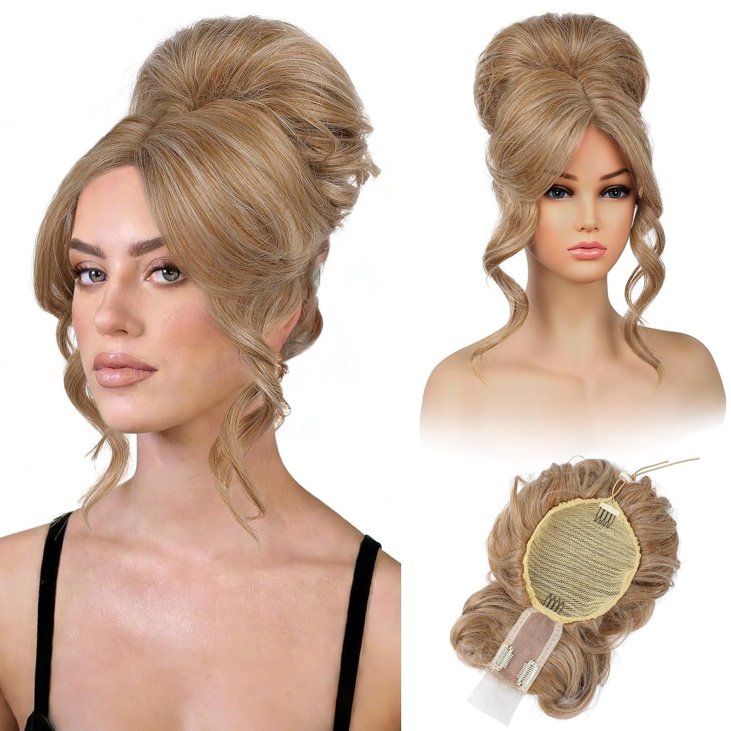 Messy Bun Hair Piece with Bangs - 2-in-1 Drawstring Ponytail Extension & Updo Wig | Natural-Looking Black Hair Topper
