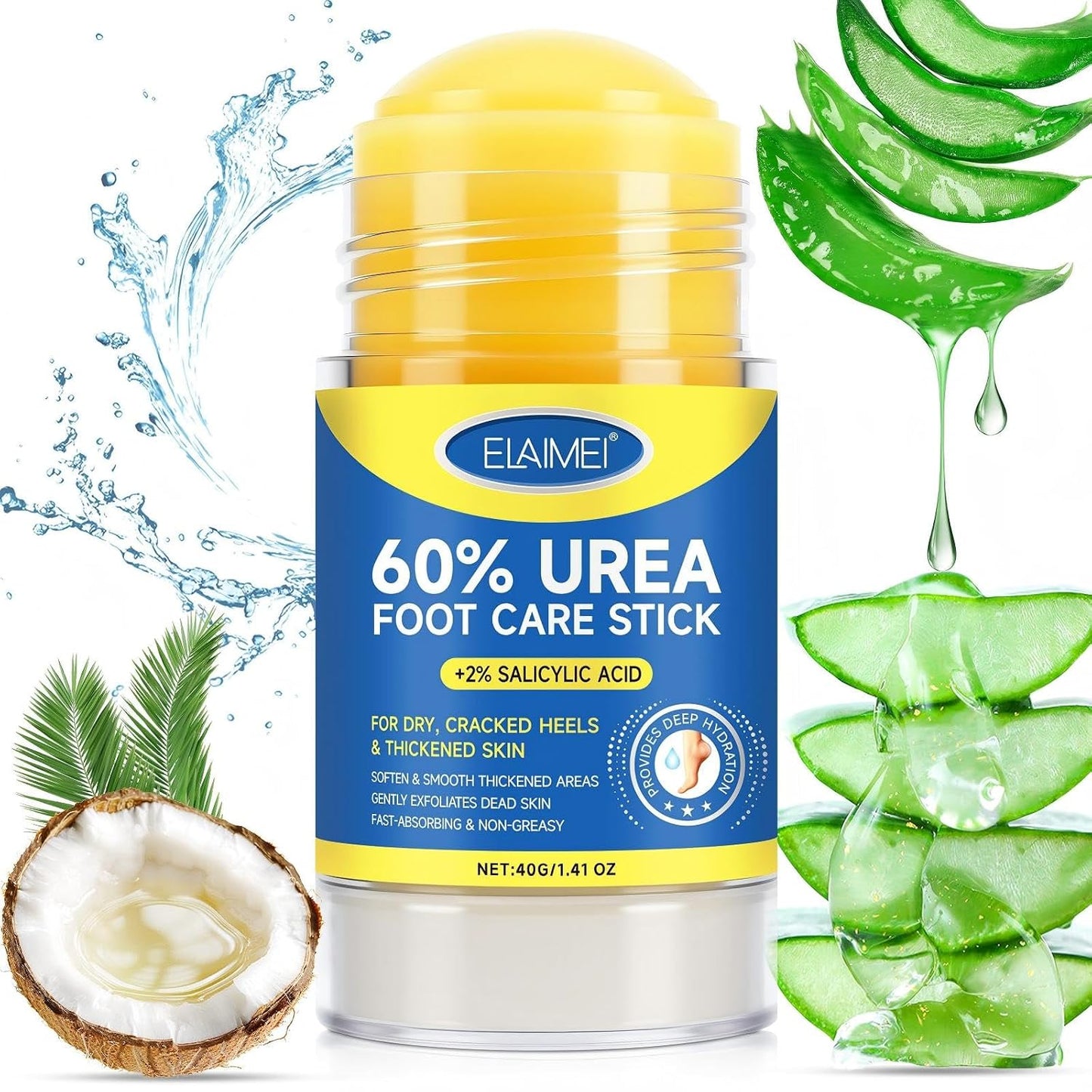 Urea Foot Cream Stick - 60% Urea & 2% Salicylic Acid for Deep Moisturizing | Gentle Exfoliation & Callus Remover