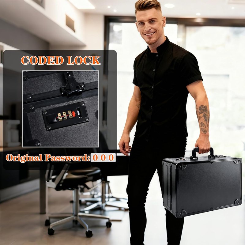 Professional Barber Accessories Case - Large Capacity Grooming Suitcase with Sliding Tray & Combination Lock | Travel-Friendly Design