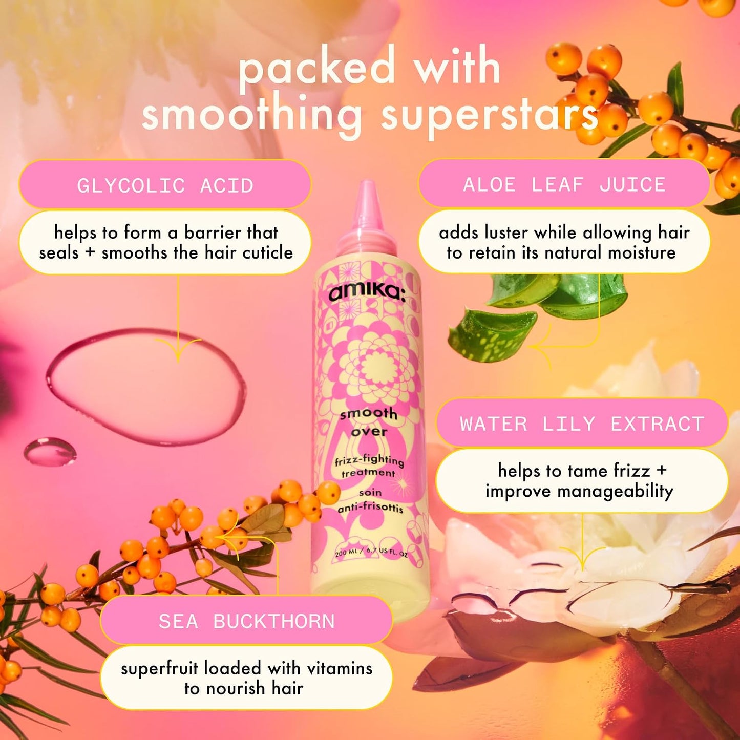 Amika Smooth Over Frizz-Fighting Treatment Mask - Deep Conditioning Hair Care for Frizz Control