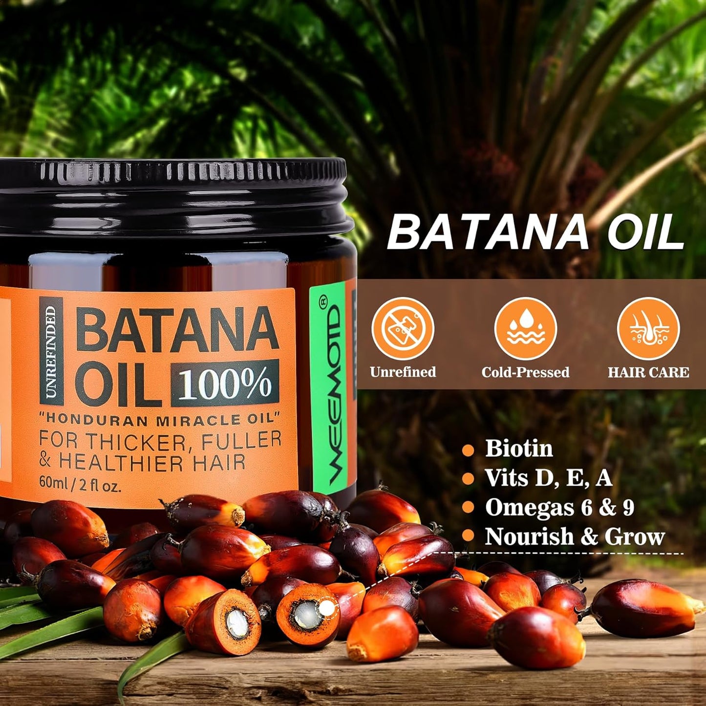 Unrefined Batana Oil for Hair Growth - Organic Hair Mask with Natural Ingredients | 2 fl oz Espresso Coffee