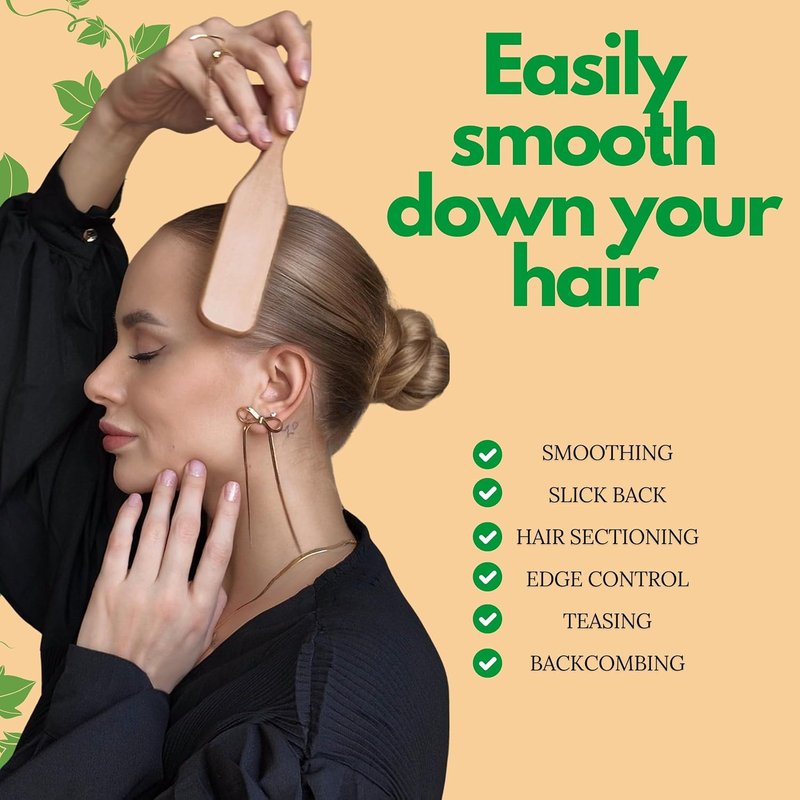 GranNaturals Boar Bristle Hair Brush - Sleek Ponytail & Bun Styling Tool | Backcombing & Teasing with Rat Tail