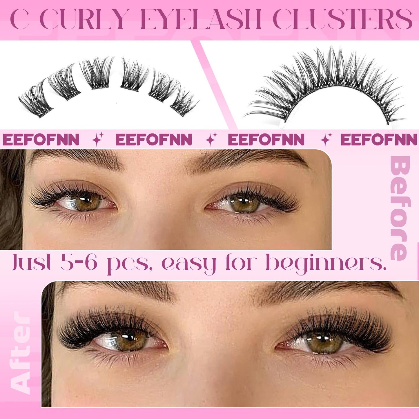 Wispy Lash Clusters Natural Eyelash Clusters C Curl Cluster Eyelash Extensions Cat Eye Lashes Clusters Spider Lahes Pestañas Postizas Naturales by Eefofnn (11-16 mm)