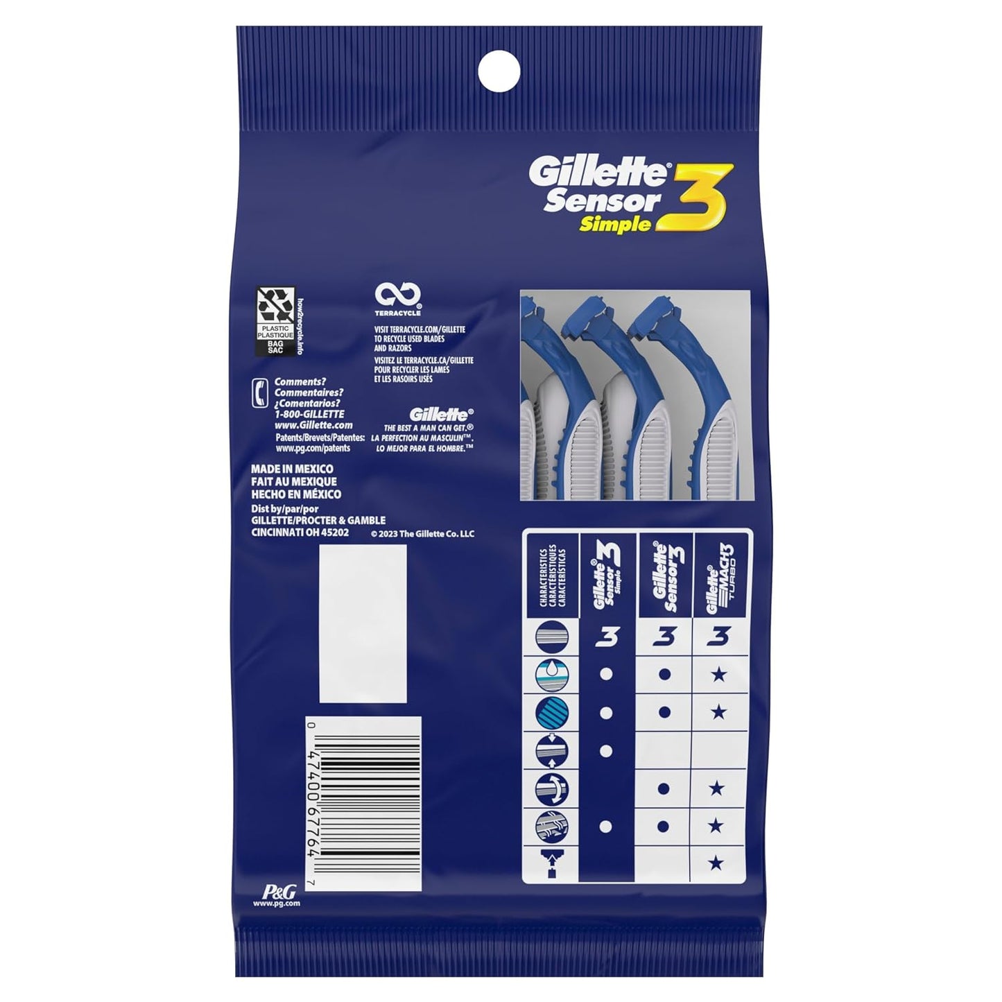 Men’s Disposable Razors - Sensor3 Simple, 12 Count | Smooth Shave & Comfort