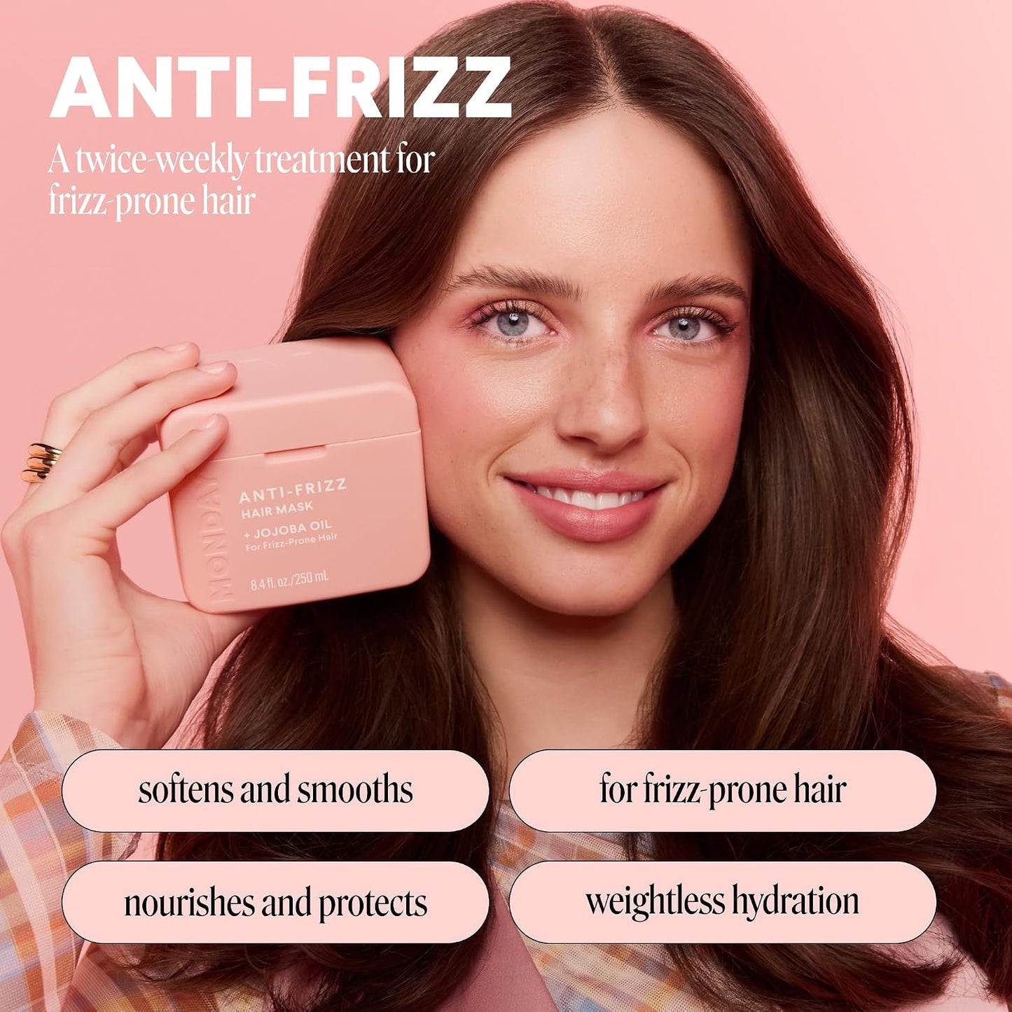 Monday Haircare Anti-Frizz Hair Mask - Nourishing Shea Butter & Oils for Frizz-Prone Hair | 250 mL Dual Pack