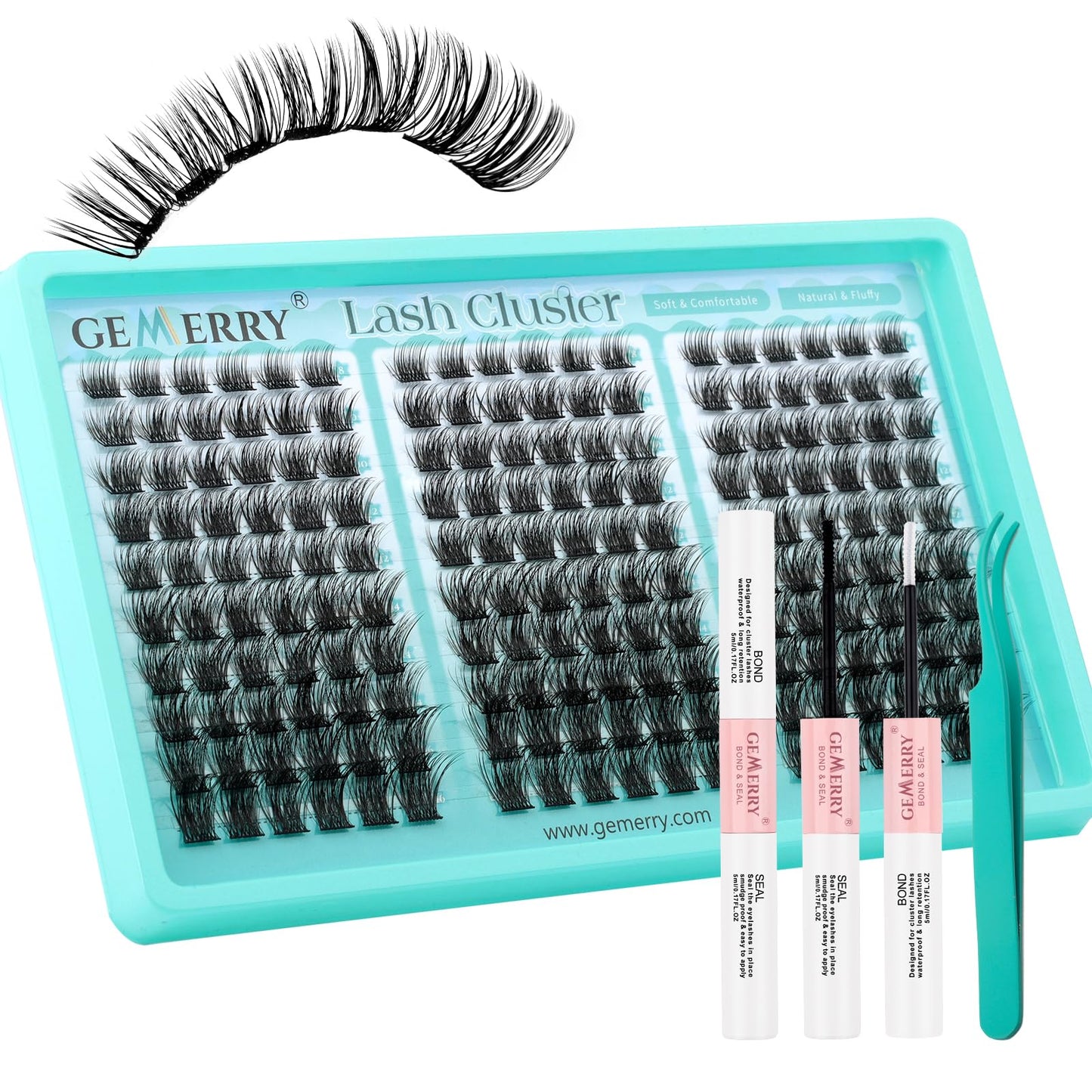 GEMERRY Eyelash Extensions Kit Wispy Natural Eyelash Clusters Kit Cluster Lashes Wispy Individual Extension 8-16MM Soft & Lightweight, DIY Lash Extensions with Lash Bond and Seal,Tweezers